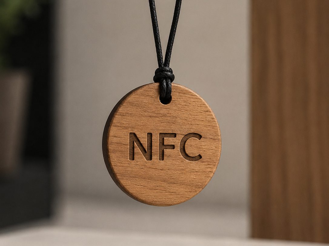 Wood NFC pendant necklace
